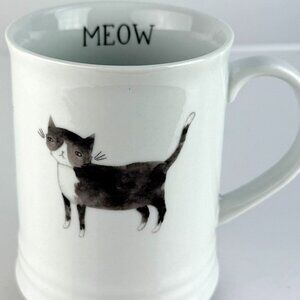 NWT Julianna Swaney Fringe Studio Meow Cat Mug 2010s White Stoneware Coffee Cup
